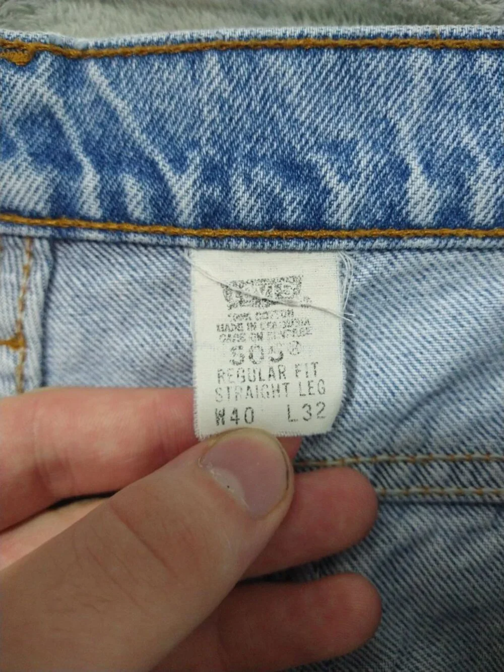 Vintage Levis 505 Jeans Mens 40x32 Blue Denim Straight Fit Light Wash Orange Tab